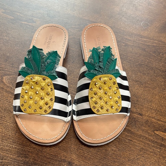 kate spade Shoes - Kate Spade Pineapple Stripe Slide Sandals - Size 9 M